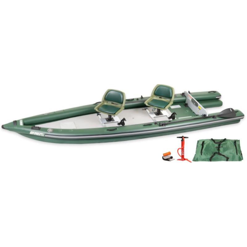 Sea Eagle FSK16 Inflatable Fishing Boat Swivel Seat In Green Front View