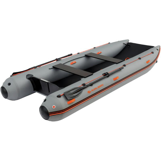 KM 420 CM Inflatable Catamaran In Dark Gray Side View