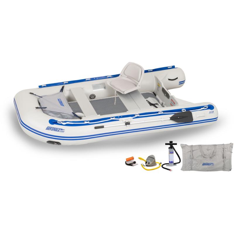 Sea Eagle 10.6 Sport Runabout Inflatable Boat Swivel Seat In White Front View