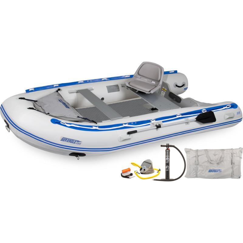 Sea Eagle 12.6 SR Sport Runabout Inflatable Boat Swivel Seat In White Front View