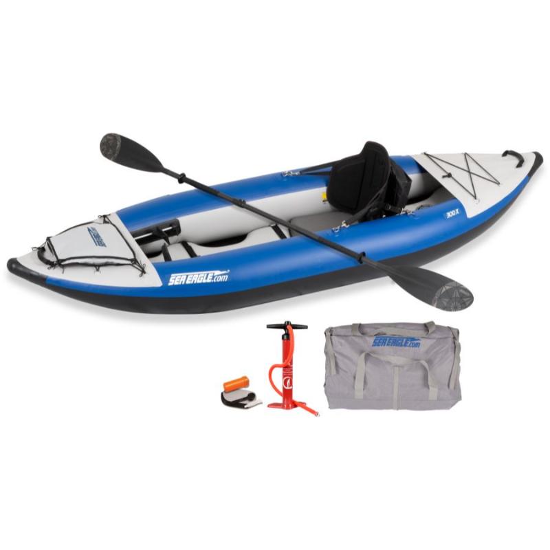 Sea Eagle 300X Explorer Inflatable Kayak Pro Carbon In Blue Front View