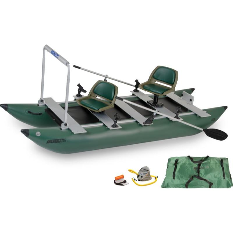 Sea Eagle 375FC Foldcat Inflatable Fishing Boat Pro Angler In Green Front View