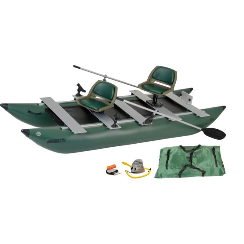 Sea Eagle 375 FC Inflatable Fishing Boat Deluxe In Green Front View