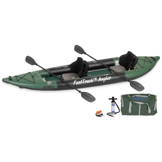 Sea Eagle 385 FastTrack Angler Pro Inflatable Fishing Boat In Green Front View